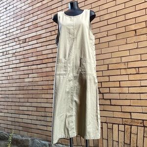 Vintage 90s Tapemeasure 100% Cotton Utility Maxi Shift Dress Size Medium